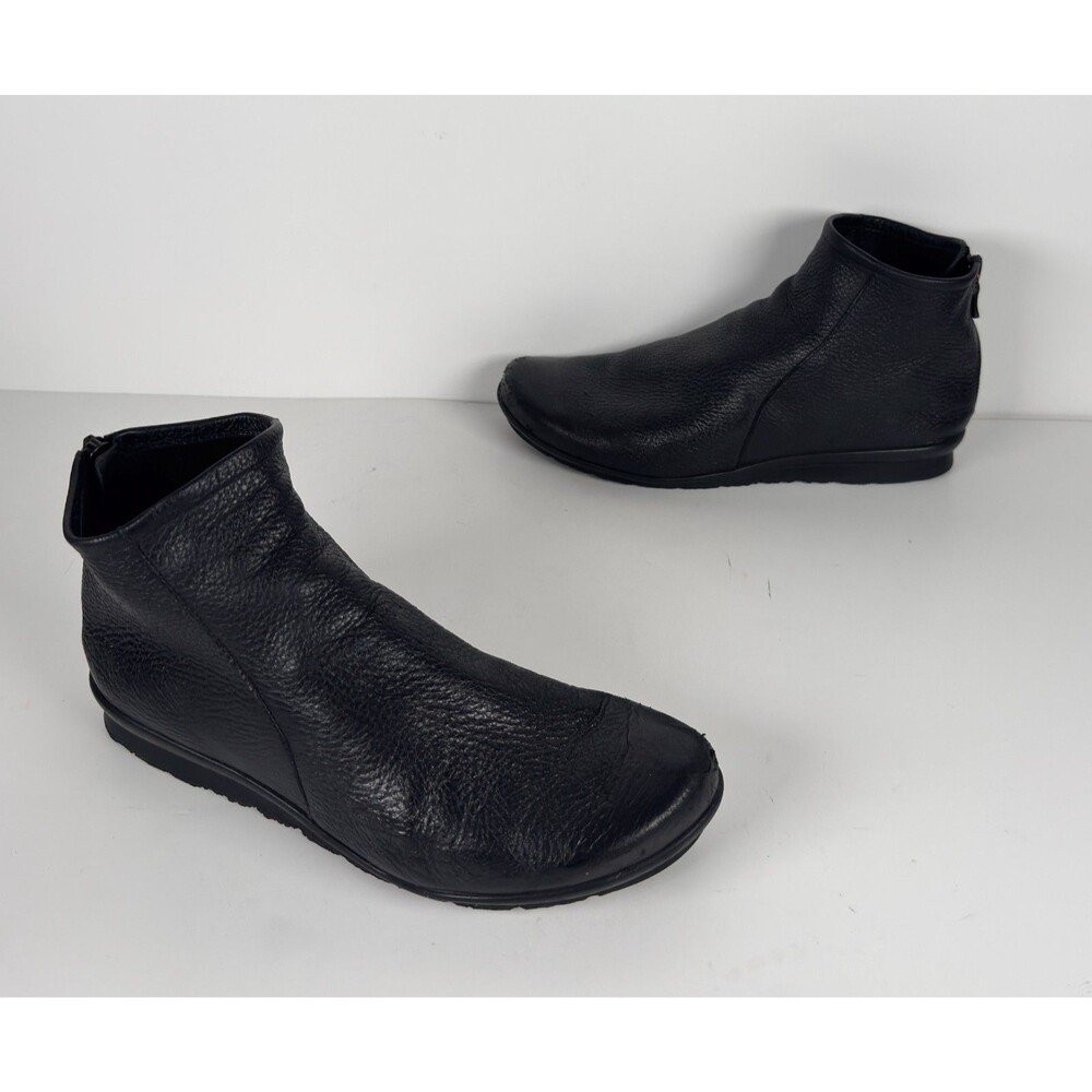 Arche Baryky Black Leather Deerskin Women's Wedge Ankle Boots EU 38 US 8